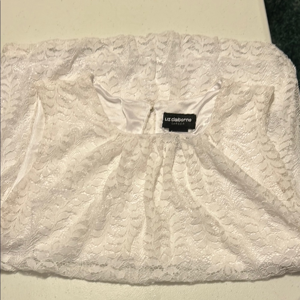 Liz Claiborne  Sleeveless White Lace Blouse, Medium